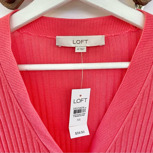 NEW Loft Coral Ribbed Cardigan Sweater - Picture 5 of 7